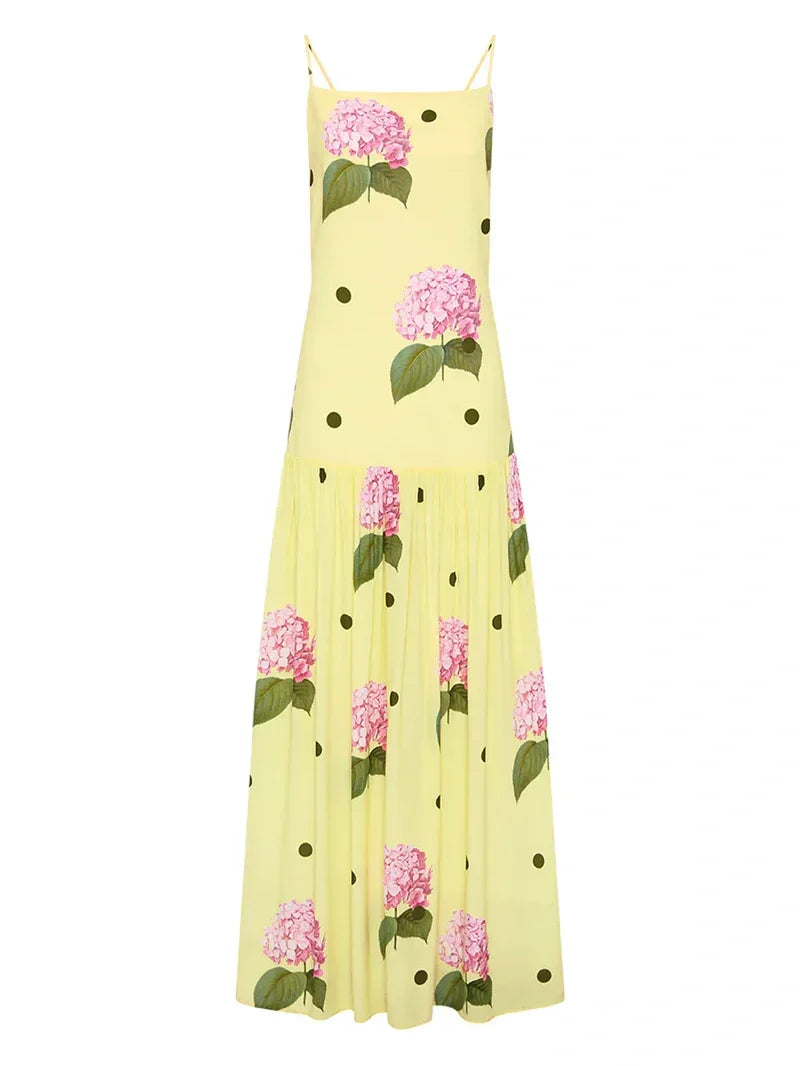 Polka Dot Floral Print Midi Dress