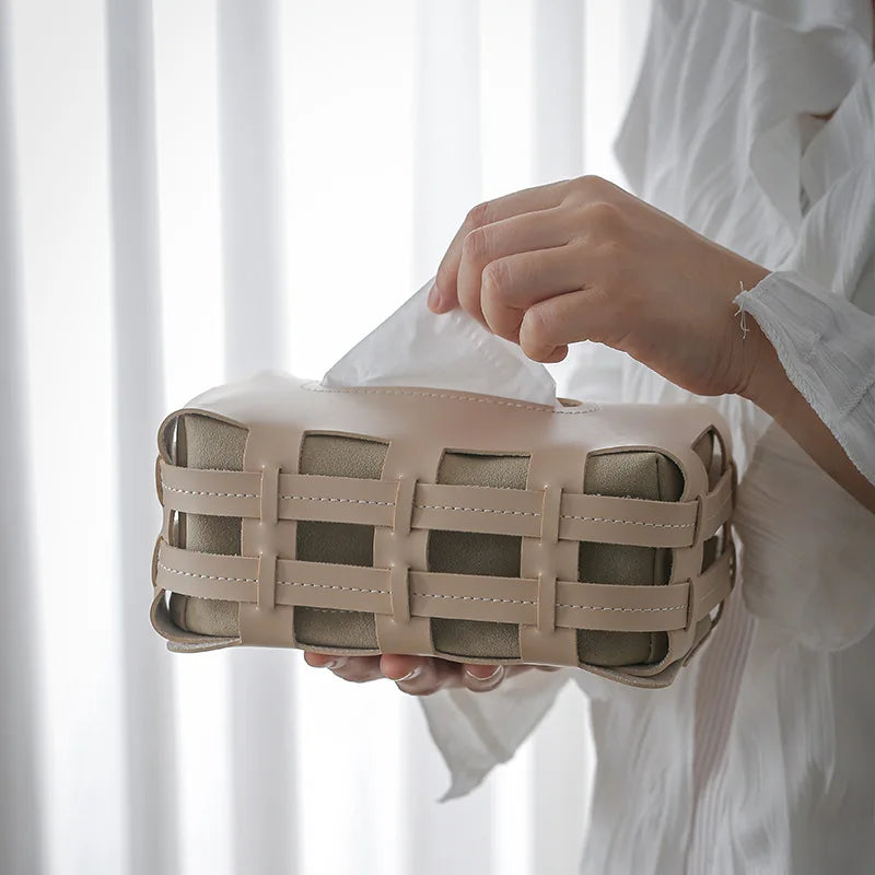 Cameron Leather Tissue Holder