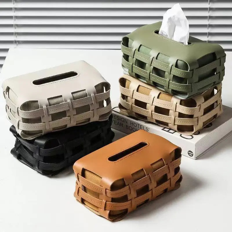 Cameron Leather Tissue Holder