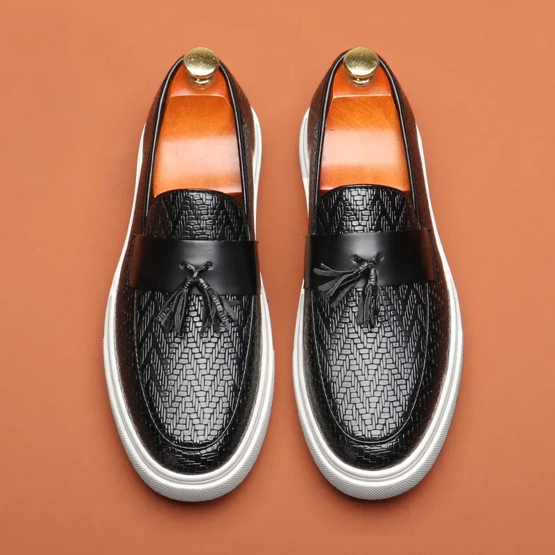 Lorenzo Don Embossed Leather Loafers