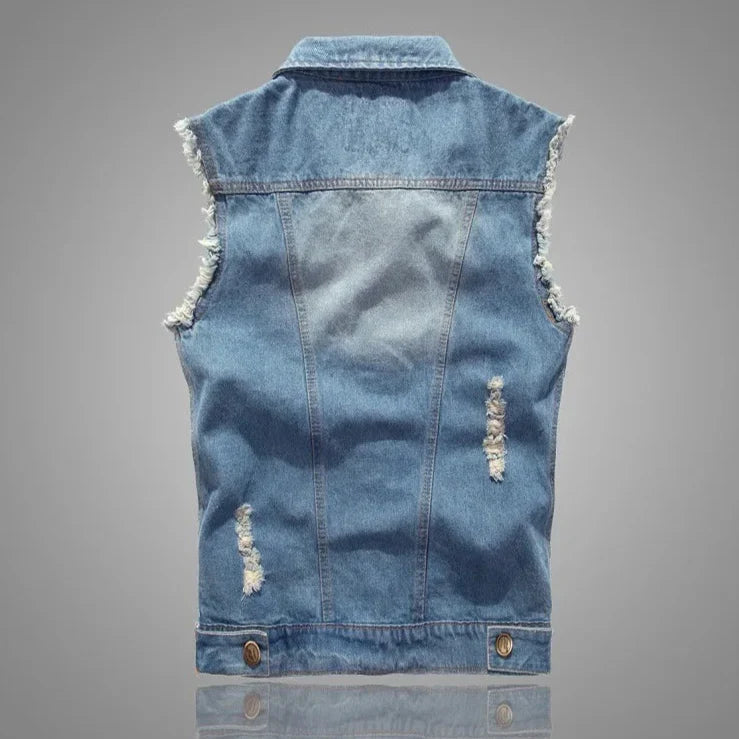 Jacob Mason Distressed Denim Vest