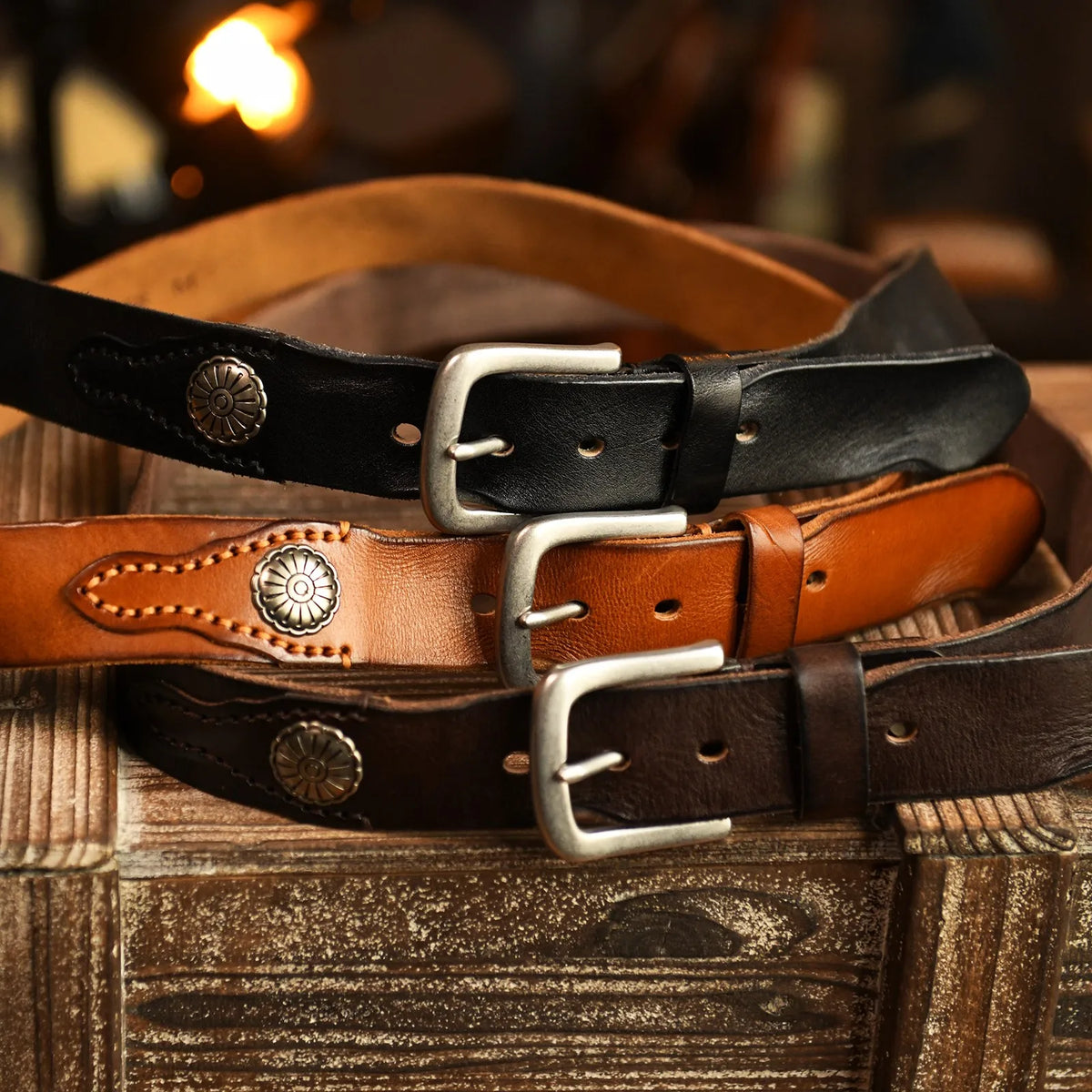 Montreal Saddle Ridge Leather Belt