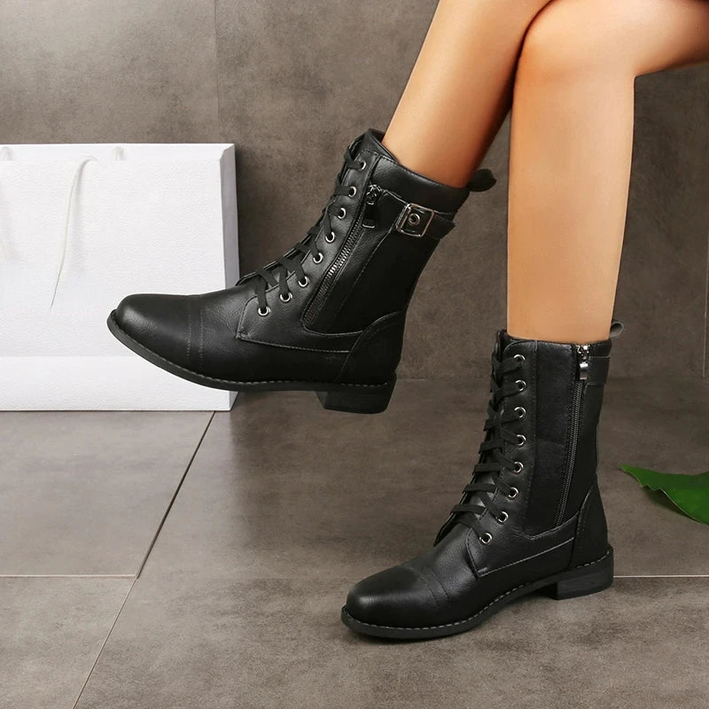 Clara Woods Leather Moto Boot
